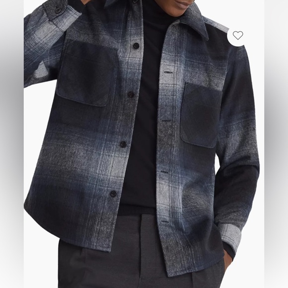 NWOT Reiss Idaho Plaid Over Shirt Size XL (Color Blue Multi). - Picture 3 of 10